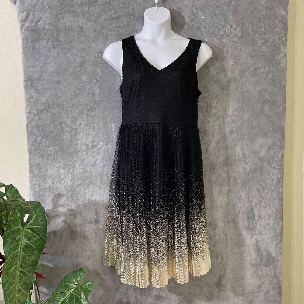Roz & Ali Lace ombre cocktail party event Dress women’s size 14 black/gold